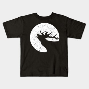 Deer Hunting Moon Reindeer Christmas Kids T-Shirt